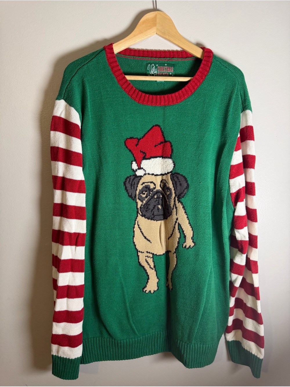 Pug Ugly Christmas Holiday Sweater, XXL